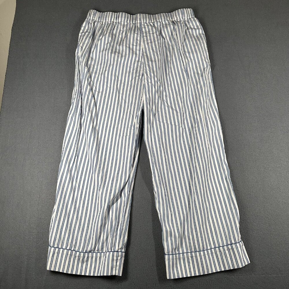 Lake L Poplin Chloe Pajama Set Seaport Shoreline Stripe Blue White 2 Pc Cotton - Picture 15 of 15